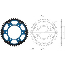 Γρανάζι Τροχού SUPERSPROX/RST-486-43T STEALTH-Μπλε (520CONV) YZF-R6'06-18,MT09'14-18,YZF1000R1'04-15,FZ-09/FJ-09'14-18,GSX-R750/