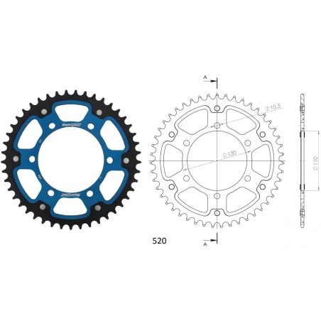 Γρανάζι Τροχού SUPERSPROX/RST-486-43T STEALTH-Μπλε (520CONV) YZF-R6'06-18,MT09'14-18,YZF1000R1'04-15,FZ-09/FJ-09'14-18,GSX-R750/