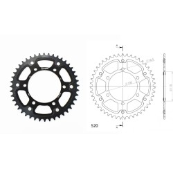 Γρανάζι Τροχού SUPERSPROX/RST-486-44T STEALTH-Μαύρο (520CONV) YZF-R6'06-18,MT09'14-18,YZF1000R1'04-15,FZ-09/FJ-09'14-18,GSX-R750