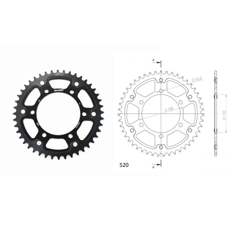 Γρανάζι Τροχού SUPERSPROX/RST-486-44T STEALTH-Μαύρο (520CONV) YZF-R6'06-18,MT09'14-18,YZF1000R1'04-15,FZ-09/FJ-09'14-18,GSX-R750