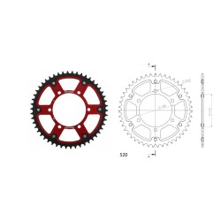 Γρανάζι Τροχού SUPERSPROX/RST-486-44T STEALTH-Κόκκινο (520CONV) YZF-R6'06-18,MT09'14-18,YZF1000R1'04-15,FZ-09/FJ-09'14-18,GSX-R7