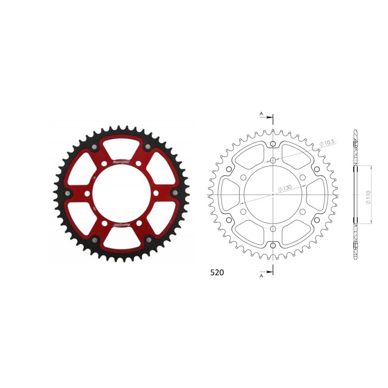 Γρανάζι Τροχού SUPERSPROX/RST-486-44T STEALTH-Κόκκινο (520CONV) YZF-R6'06-18,MT09'14-18,YZF1000R1'04-15,FZ-09/FJ-09'14-18,GSX-R7