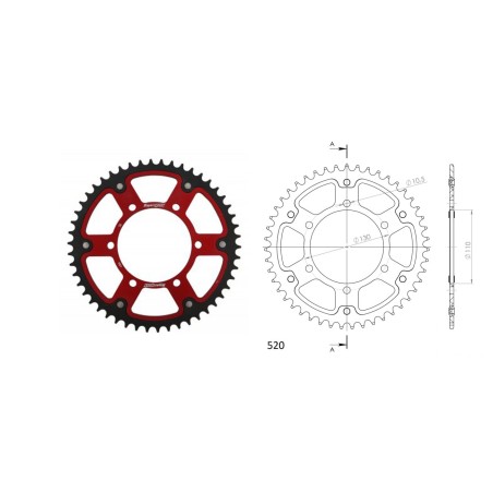 Γρανάζι Τροχού SUPERSPROX/RST-486-44T STEALTH-Κόκκινο (520CONV) YZF-R6'06-18,MT09'14-18,YZF1000R1'04-15,FZ-09/FJ-09'14-18,GSX-R7