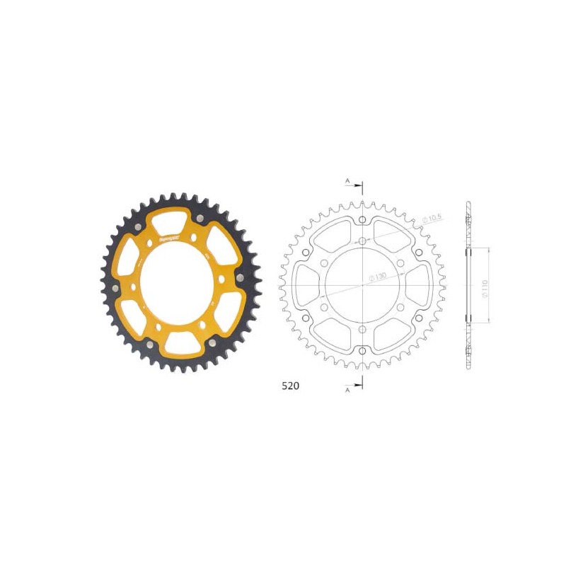 Γρανάζι Τροχού SUPERSPROX/RST-486-44T STEALTH-Χρυσό (520CONV) YZF-R6'06-18,MT09'14-18,YZF1000R1'04-15,FZ-09/FJ-09'14-18,GSX-R750