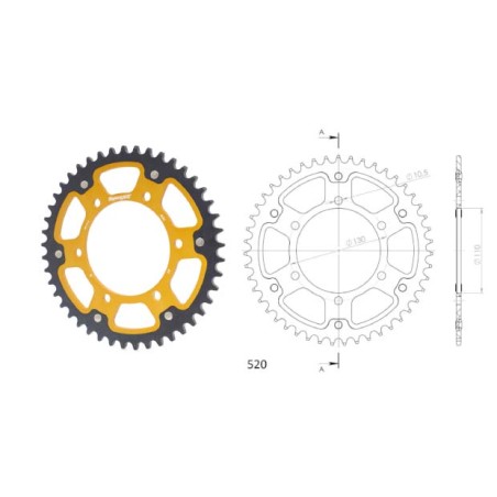 Γρανάζι Τροχού SUPERSPROX/RST-486-44T STEALTH-Χρυσό (520CONV) YZF-R6'06-18,MT09'14-18,YZF1000R1'04-15,FZ-09/FJ-09'14-18,GSX-R750