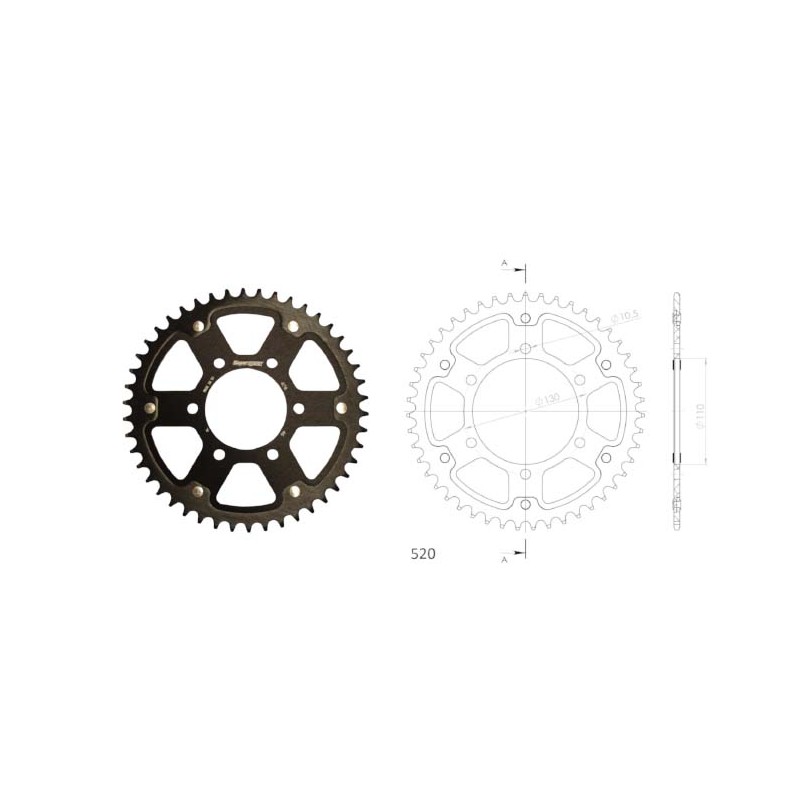 Γρανάζι Τροχού SUPERSPROX/RST-486-45T STEALTH-Μαύρο YZF-R6'06-18,MT09'14-18,YZF1000R1'04-15,FZ-09/FJ-09'14-18,GSX-R750/1000'16-1