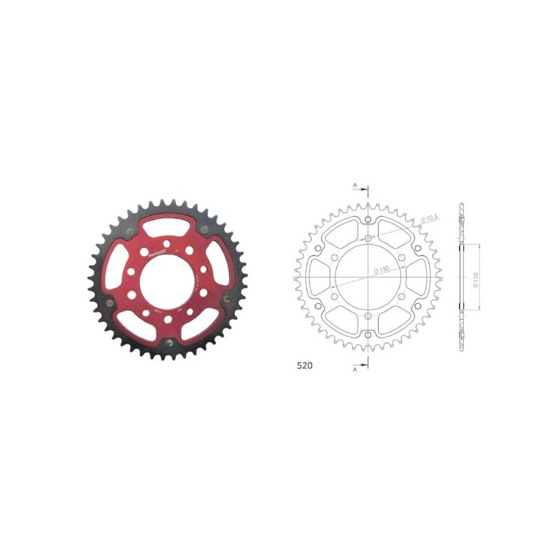 Γρανάζι Τροχού SUPERSPROX/RST-486-45T STEALTH-Κόκκινο YZF-R6'06-18,MT09'14-18,YZF1000R1'04-15,FZ-09/FJ-09'14-18,GSX-R750/1000'16