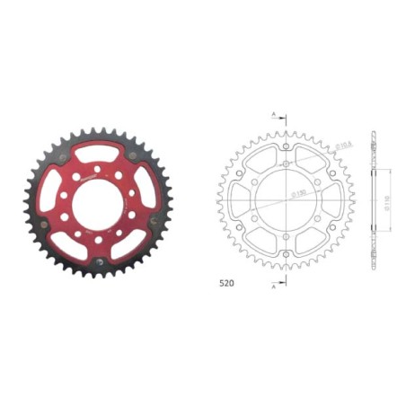Γρανάζι Τροχού SUPERSPROX/RST-486-45T STEALTH-Κόκκινο YZF-R6'06-18,MT09'14-18,YZF1000R1'04-15,FZ-09/FJ-09'14-18,GSX-R750/1000'16