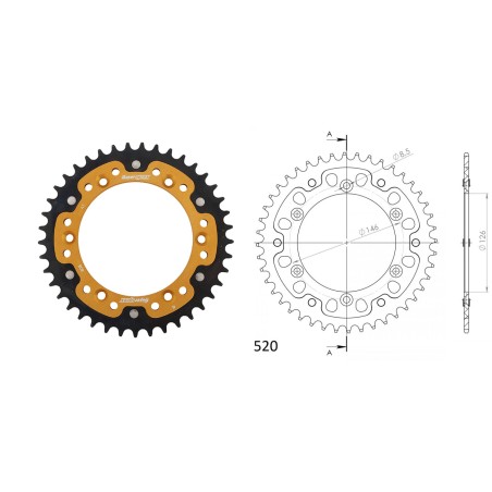 Γρανάζι Τροχού SUPERSPROX/RST-808-44T STEALTH-Χρυσό RMZ250/450'08-16