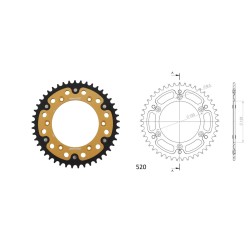 Γρανάζι Τροχού SUPERSPROX/RST-990-45T STEALTH-Χρυσό  (JT897) KTM/EXC-F350