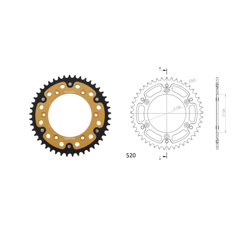 Γρανάζι Τροχού SUPERSPROX/RST-990-45T STEALTH-Χρυσό  (JT897) KTM/EXC-F350