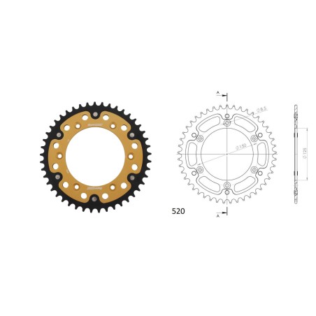 Γρανάζι Τροχού SUPERSPROX/RST-990-45T STEALTH-Χρυσό  (JT897) KTM/EXC-F350