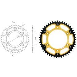Γρανάζι Τροχού SUPERSPROX/RST-990-47T STEALTH-Χρυσό (JT897) KTM/EXC-F350