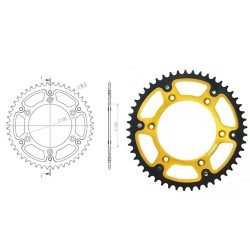 Γρανάζι Τροχού SUPERSPROX/RST-990-49T STEALTH-Χρυσό  (JT897) KTM/EXC-F350