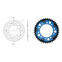 Γρανάζι Τροχού SUPERSPROX/RST-1303/1316-43T 10τρύπες STEALTH-Μπλε CB500X'13-18