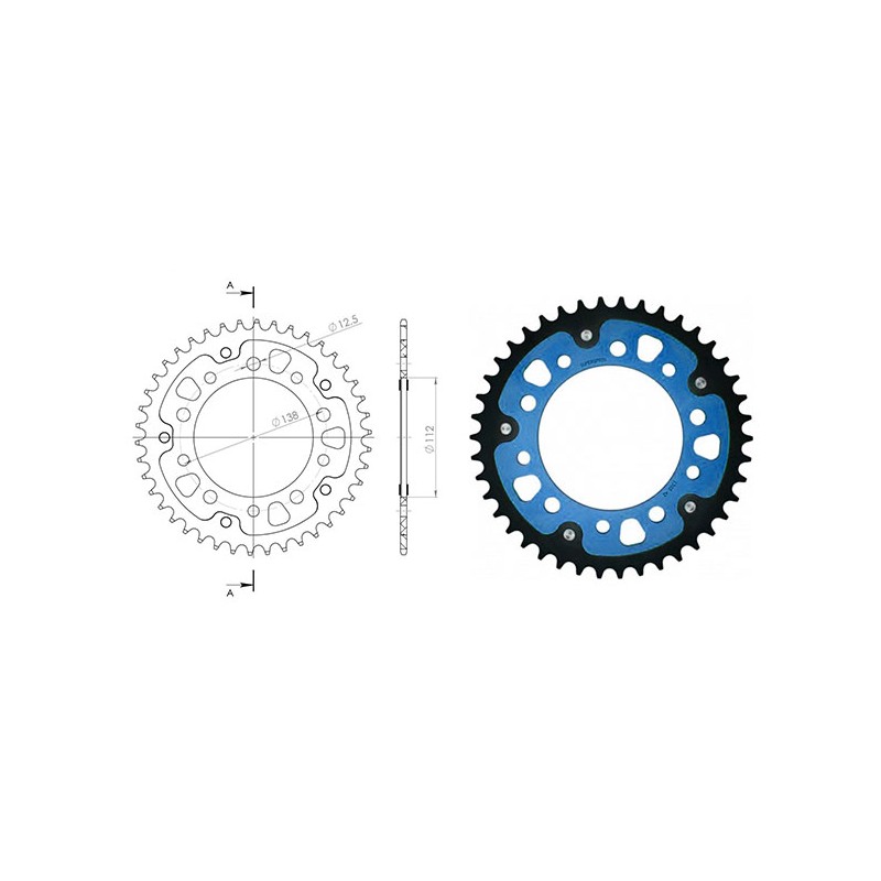 Γρανάζι Τροχού SUPERSPROX/RST-1303/1316-43T 10τρύπες STEALTH-Μπλε CB500X'13-18