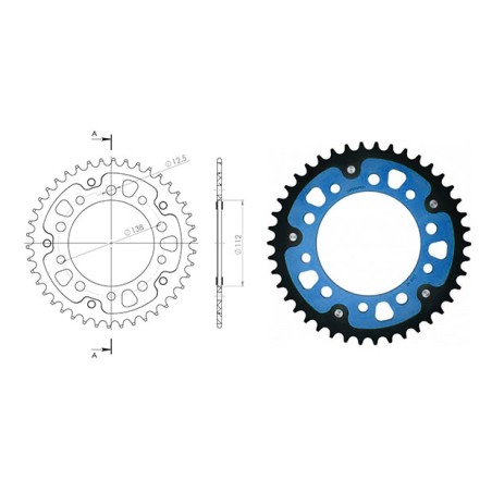 Γρανάζι Τροχού SUPERSPROX/RST-1303/1316-43T 10τρύπες STEALTH-Μπλε CB500X'13-18