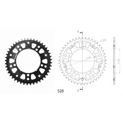 Γρανάζι Τροχού SUPERSPROX/RST-1793-45T STEALTH-Μαύρο DL650/1000VSTROM,GSX-R600/750(520),GSF1200/1250BANDIT(520),TRIUMPH/865SCRAM