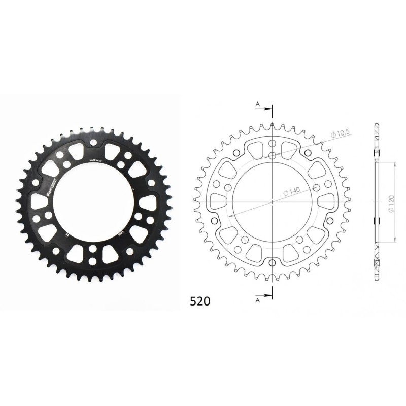 Γρανάζι Τροχού SUPERSPROX/RST-1793-45T STEALTH-Μαύρο DL650/1000VSTROM,GSX-R600/750(520),GSF1200/1250BANDIT(520),TRIUMPH/865SCRAM