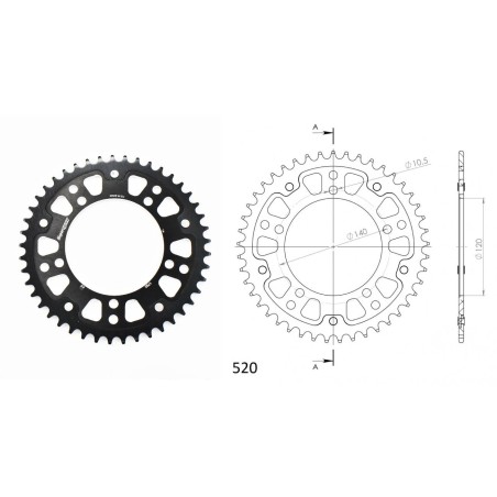Γρανάζι Τροχού SUPERSPROX/RST-1793-45T STEALTH-Μαύρο DL650/1000VSTROM,GSX-R600/750(520),GSF1200/1250BANDIT(520),TRIUMPH/865SCRAM