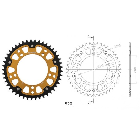 Γρανάζι Τροχού SUPERSPROX/RST-1793-45T STEALTH-Χρυσό DL650/1000VSTROM,GSX-R600/750(520),GSF1200/1250BANDIT(520),TRIUMPH/865SCRAM