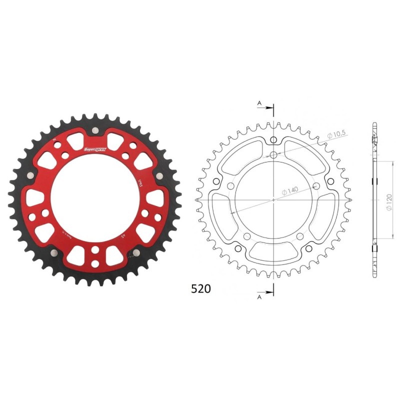 Γρανάζι Τροχού SUPERSPROX/RST-1793-46T STEALTH-Κόκκινο DL650/1000VSTROM,GSX-R600/750(520),GSF1200/1250BANDIT(520),TRIUMPH/865SCR