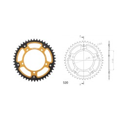 Γρανάζι Τροχού SUPERSPROX/RST-1793-46T STEALTH-Χρυσό DL650/1000VSTROM,GSX-R600/750(520),GSF1200/1250BANDIT(520),TRIUMPH/865SCRAM
