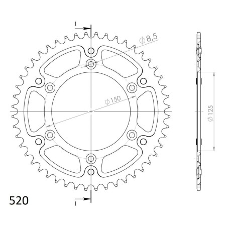 Γρανάζι Τροχού SUPERSPROX/RAL-210-50T  ALUMINIUM-Κόκκινο CRF230'03-19,CRF250F'19-23