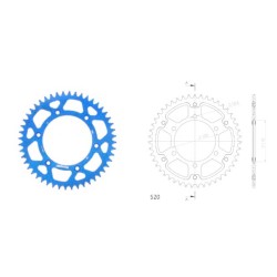 Γρανάζι Τροχού SUPERSPROX/RAL-486-44T  ALUMINIUM-Μπλε MT-03,Z300'16-19