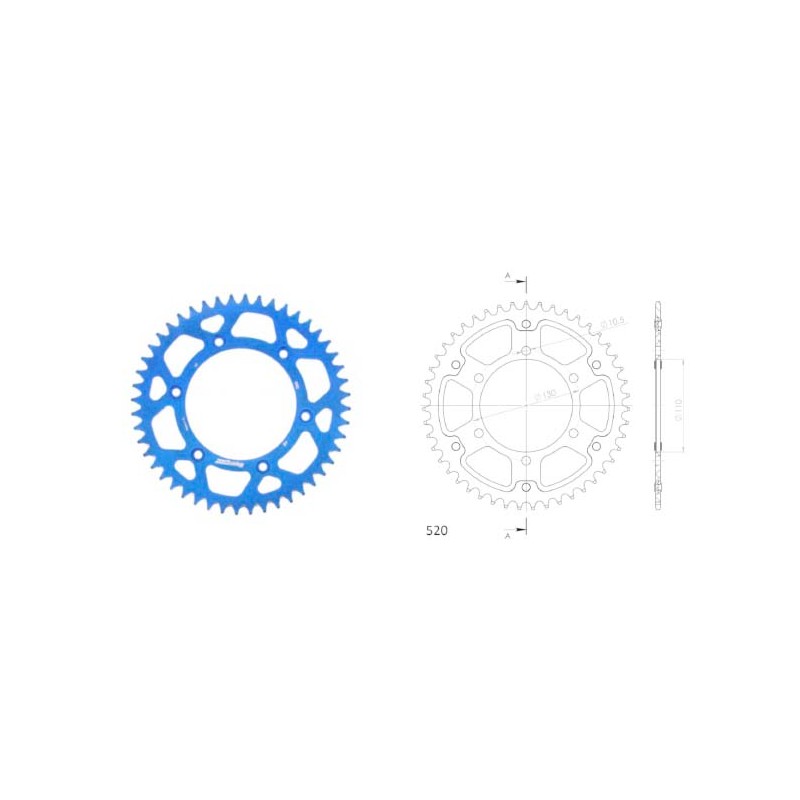 Γρανάζι Τροχού SUPERSPROX/RAL-486-44T  ALUMINIUM-Μπλε MT-03,Z300'16-19