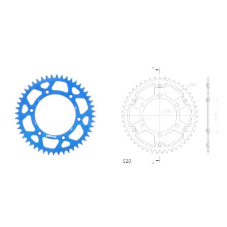 Γρανάζι Τροχού SUPERSPROX/RAL-486-44T  ALUMINIUM-Μπλε MT-03,Z300'16-19