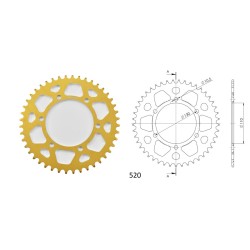 Γρανάζι Τροχού SUPERSPROX/RAL-486-44T  ALUMINIUM-Χρυσό MT-03,Z300'16-19