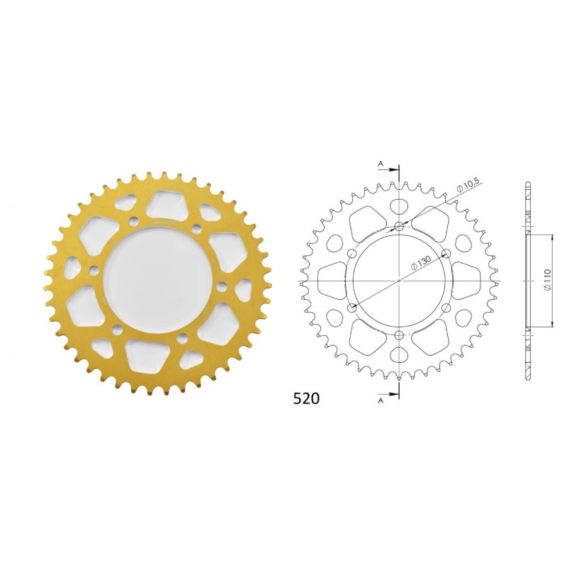 Γρανάζι Τροχού SUPERSPROX/RAL-486-44T  ALUMINIUM-Χρυσό MT-03,Z300'16-19