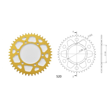 Γρανάζι Τροχού SUPERSPROX/RAL-486-44T  ALUMINIUM-Χρυσό MT-03,Z300'16-19