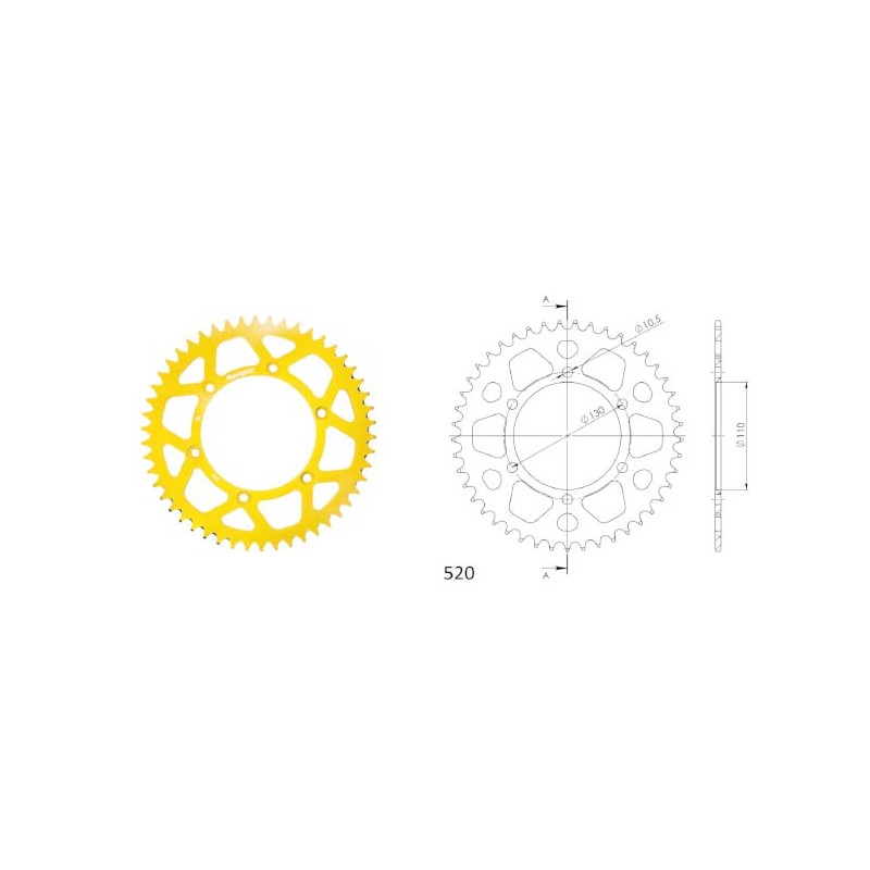 Γρανάζι Τροχού SUPERSPROX/RAL-486-45T  ALUMINIUM-Χρυσό MT-03,Z300'16-19