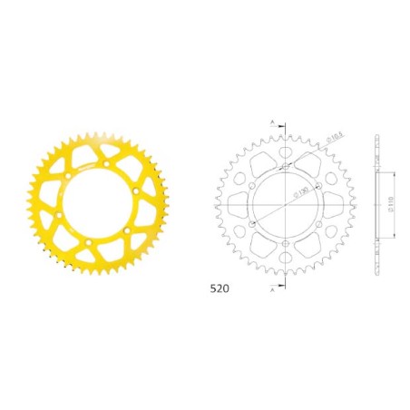 Γρανάζι Τροχού SUPERSPROX/RAL-486-45T  ALUMINIUM-Χρυσό MT-03,Z300'16-19