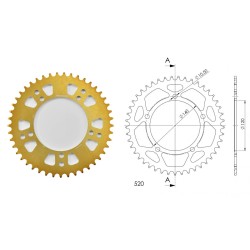 Γρανάζι Τροχού SUPERSPROX/RAL-1793-45T  ALUMINIUM-Χρυσό DL650/1000VSTROM,GSX-R600/750(520),GSF1200/1250BANDIT(520),TRIUMPH/865SC