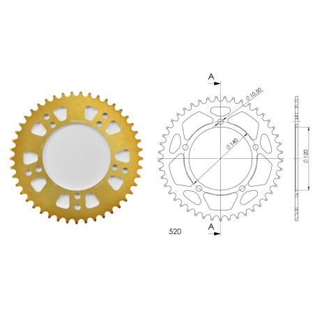 Γρανάζι Τροχού SUPERSPROX/RAL-1793-45T  ALUMINIUM-Χρυσό DL650/1000VSTROM,GSX-R600/750(520),GSF1200/1250BANDIT(520),TRIUMPH/865SC