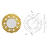 Γρανάζι Τροχού SUPERSPROX/RAL-1793-45T  ALUMINIUM-Χρυσό DL650/1000VSTROM,GSX-R600/750(520),GSF1200/1250BANDIT(520),TRIUMPH/865SC