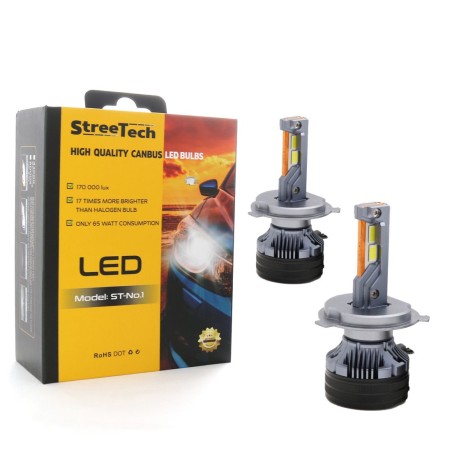 Bi-Led λάμπες Η4 Streetech μοντέλο STN1 για μεσαία ή μεγάλα φώτα 170 000 lux , 65 Watt - CANBUS 6000K - 1700% πιό έντονη φωτεινό