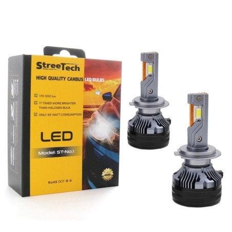 Led λάμπες Η7 μοντέλο Streetech STN1 για μεσαία ή μεγάλα φώτα 170 000 lux , 65 Watt - CANBUS 4300K - 1700% πιό έντονη φωτεινότητ