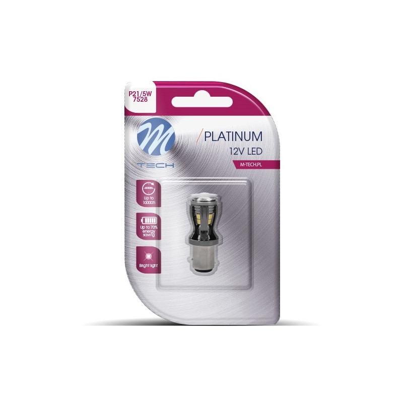 P21/5W 12/24V BAY15d 14xSMD2835 3,0W LED ΛΕΥΚΟ CAN-BUS BLISTER  M-TECH - 1 ΤΕΜ.