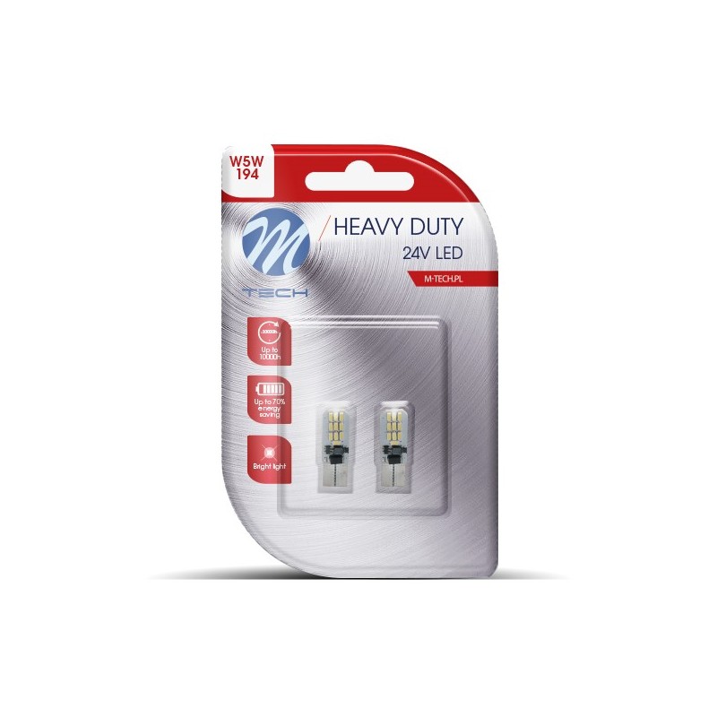 T10 W5W 24V W2.1x9.5d 20xSMD3014 LED CAN-BUS ΛΕΥΚΟ HEAVY DUTY BLISTER  M-TECH - 2 Τεμ.