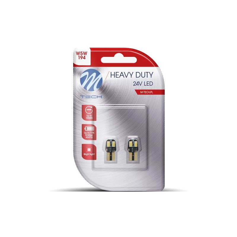 M-Tech - Λάμπες LED R5W / R10W 24V Βάση BA15s 9 x SMD 3528 Κόκκινο Μονοπολικό Heavy Duty σε Blister - 2 Τεμ. (LB988R/MT)