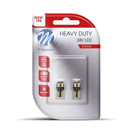 M-Tech - Λάμπες LED R5W / R10W 24V Βάση BA15s 9 x SMD 3528 Κόκκινο Μονοπολικό Heavy Duty σε Blister - 2 Τεμ. (LB988R/MT)