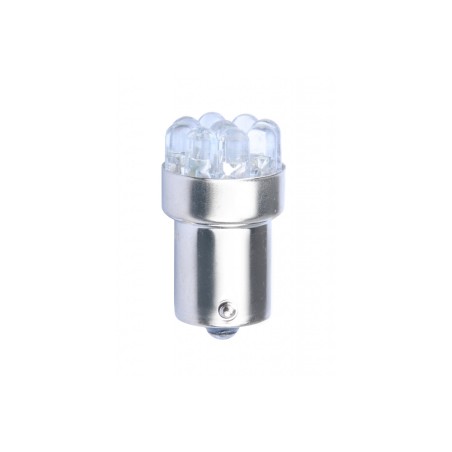 R10W 12V BA15s LED 9xFlux 5mm ΜΟΝΟΠΟΛΙΚΟ ΛΕΥΚΟ M-TECH - 1 τεμ.
