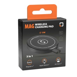 Μαγνητικός, Ασύρματος Φορτιστής Mag Wireless Charging Pad 3 in 1 της σειράς Optiline για Qi Ασύρματη φόρτιση συσκευών με θύρα US