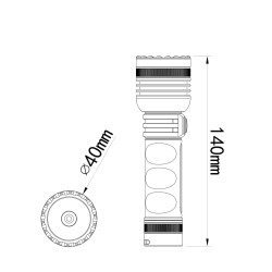ΦΑΚΟΣ ΧΕΙΡΟΣ 1x10W 490lm IP65 140mm Φ40mm 5000mAh Li-ion TACTICAL LASER FLASHLIGHT M-TECH - 1 Τεμ.