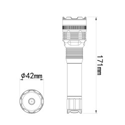 ΦΑΚΟΣ ΧΕΙΡΟΣ 1x10W 240lm IP65 171mm Φ42mm 3300mAh Li-ion TACTICAL LASER FLASHLIGHT M-TECH - 1 Τεμ.