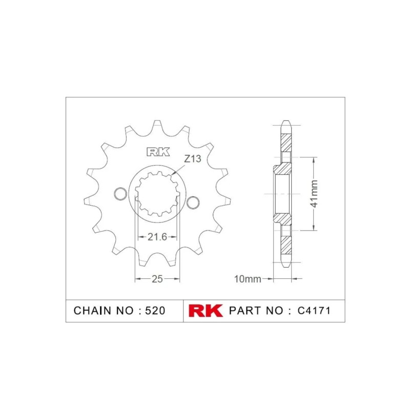Γρανάζι Κίνησης RK C4171-15ZZ5 (JTF308.15RB) Με Αντιθορ.Λάστιχο XT660X/R'04-15,MT03'06-12,NX650DOMIN.'98-01,PEGASO650'05-09